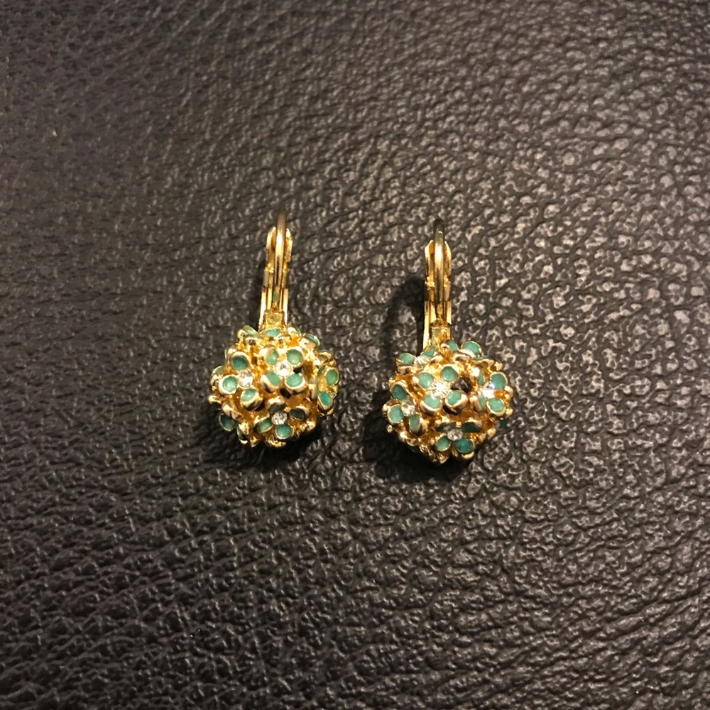 Kate Spade Gold and Blue Flower Earrings